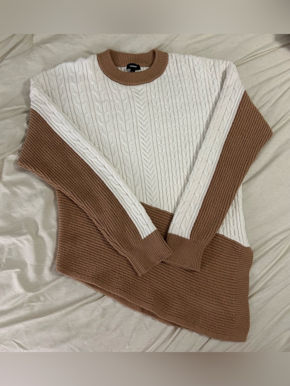Express Color block Cable & Ribbed Sweater